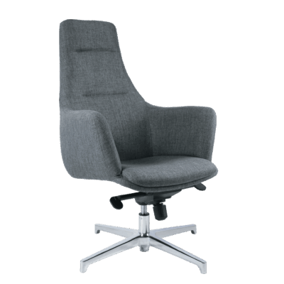 BM 1295 sillón de descanso de respaldo alto, estructura tipo concha con brazos, base de aluminio