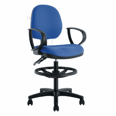 BM 245 BR7 Silla para cajero de respaldo bajo con brazos fijos y aro descansa pies