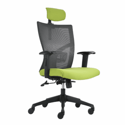 BM 7100 sillón ejecutivo de respaldo alto con cabecera, respaldo en malla, asiento tapizado, con brazos