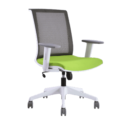 BM 7600 silla operativa respaldo alto, fabricada en color blanco con brazos