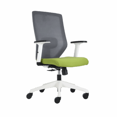 BM 7851 silla operativa respaldo alto, estructura en color blanco, mecanismo syncro