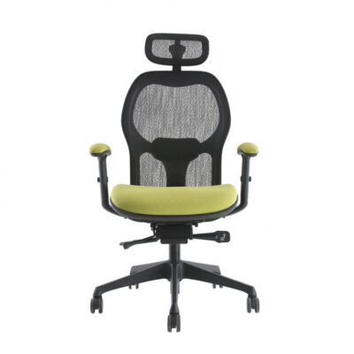 BM 8410 sillón ejecutivo de respaldo alto con cabecera, respaldo en malla, asiento tapizado, con brazos