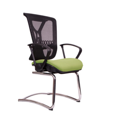 BM 9513 silla para visitante, brazos tapizado con malla Flex en respaldo y tapizado en asiento, trineo color negro