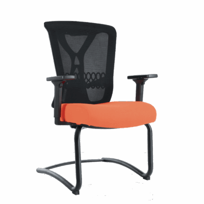 BM 9563 silla visitante asiento reforzado, respaldo en malla, trineo color negro