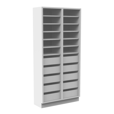 COM-02 Estantes colección de muestras Sin puertas con charolas