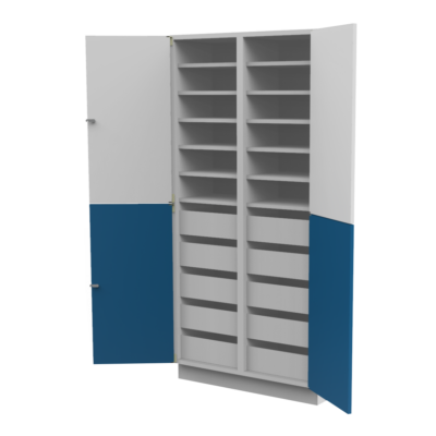 COM-04 Estantes colección de muestras Puertas con charolas