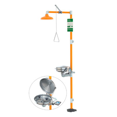 SS902BC Estación de seguridad con lavaojos, tazón de acero inoxidable y tapa